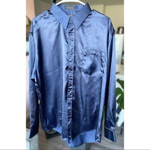 Blue Satin Feel Dress Shirt